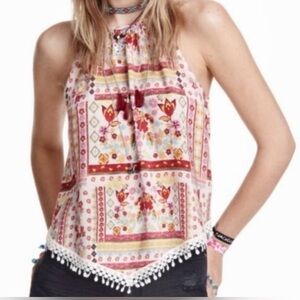 HM COACHELLA OFFICIAL COLLECTION Women's Tank Top Size 6 Keyhole Back Floral